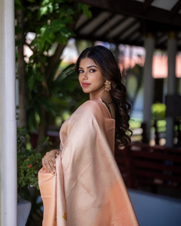 Sri kumaran stores instagram collection peach pink saree with peach pink border 4
