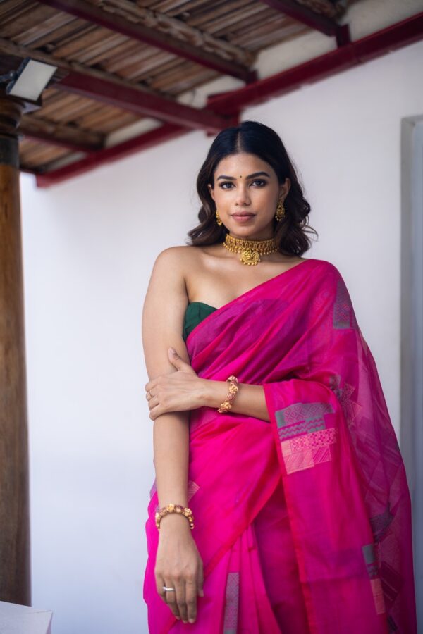 Sri kumaran stores instagram collection pink saree with pink border 2