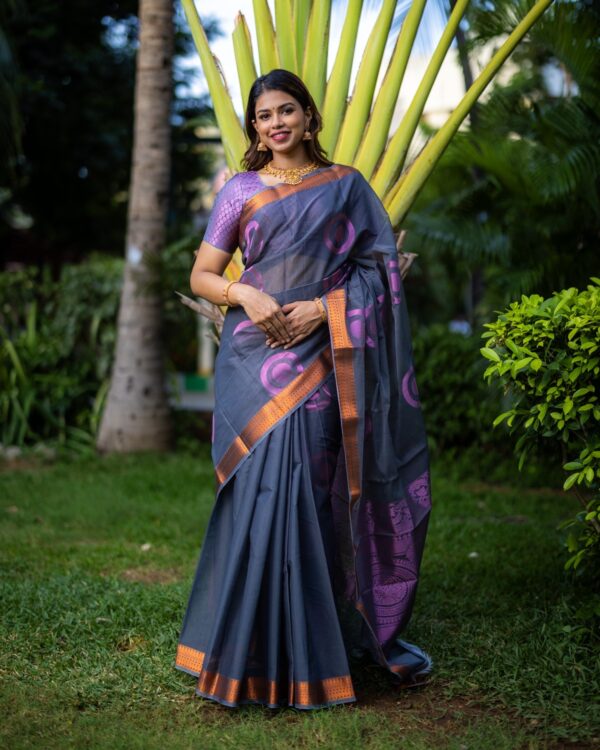 Sri kumaran stores instagram collection purple saree with copper border 1