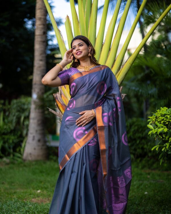 Sri kumaran stores instagram collection purple saree with copper border 2