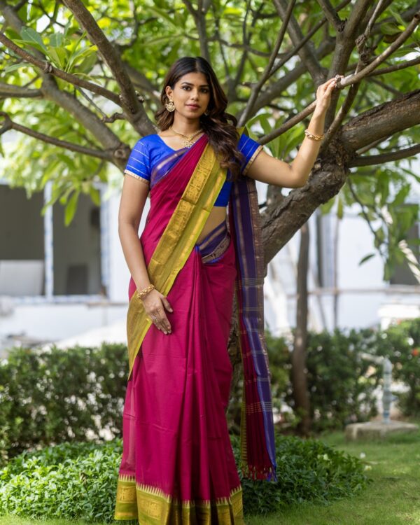 Sri kumaran stores instagram collection red saree with golden colour border 1