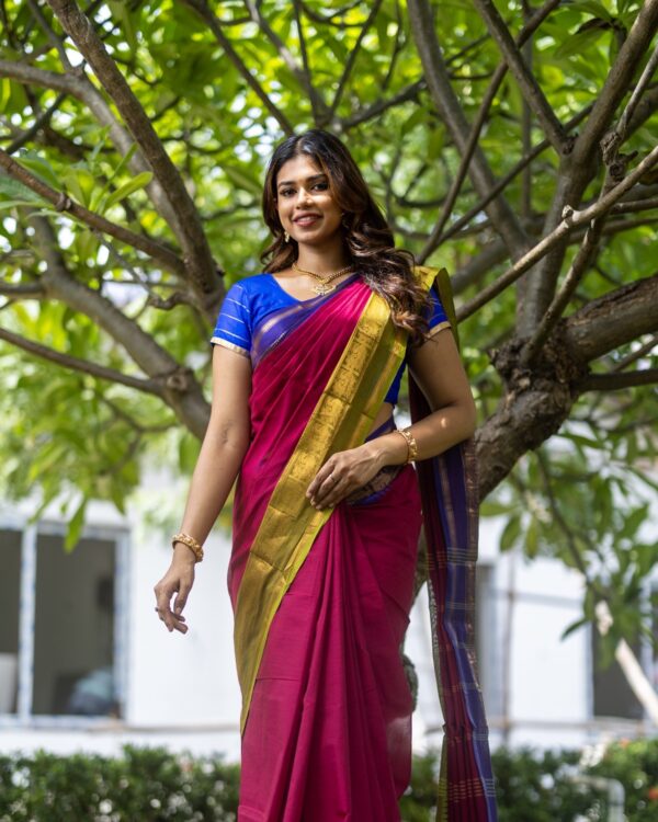 Sri kumaran stores instagram collection red saree with golden colour border 2