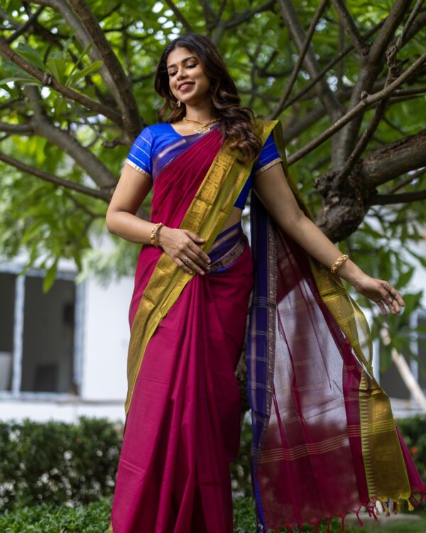 Sri kumaran stores instagram collection red saree with golden colour border 3