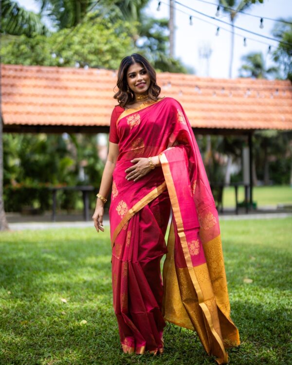 Sri kumaran stores instagram collection red saree with golden colour border 1 1