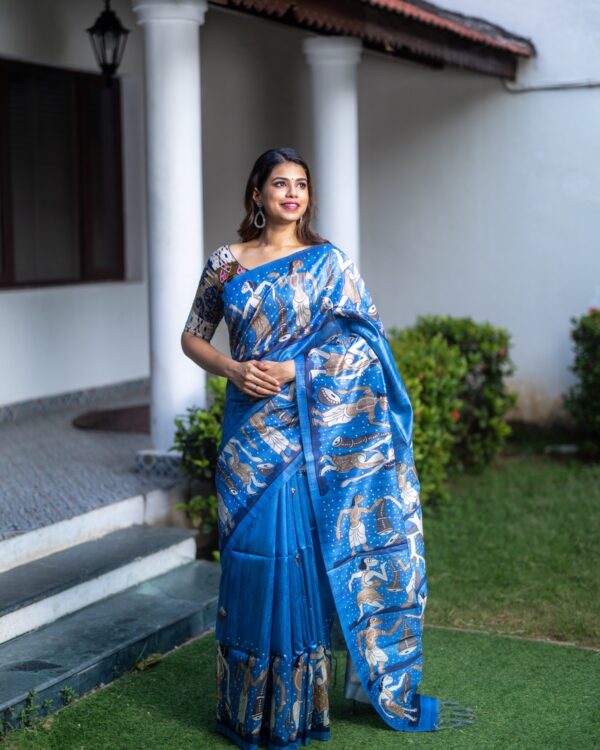Sri kumaran stores instagram collection sky blue saree with blue silver border 1