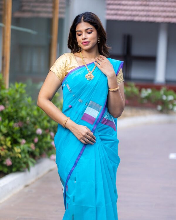 Sri kumaran stores instagram collection sky blue with dark blue border 1