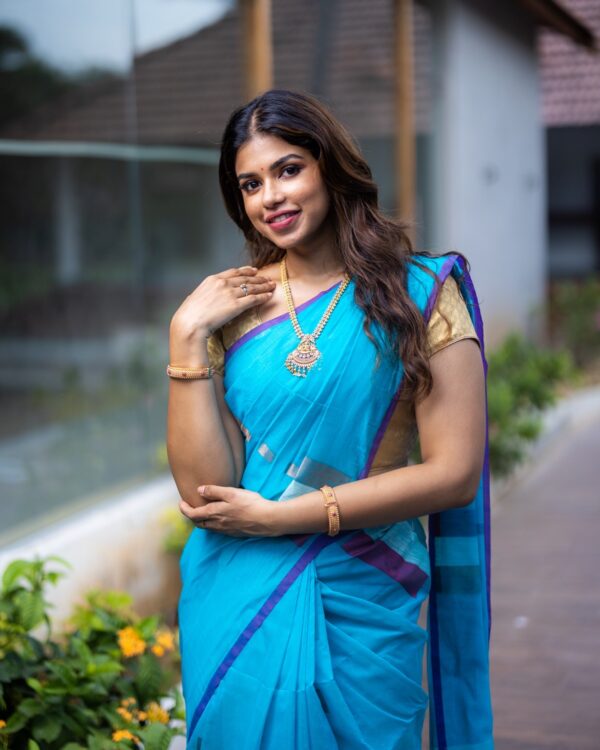 Sri kumaran stores instagram collection sky blue with dark blue border 3