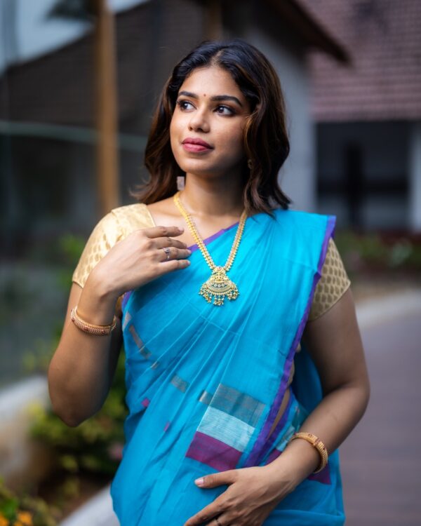 Sri kumaran stores instagram collection sky blue with dark blue border 4