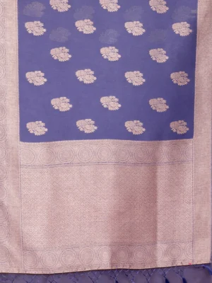 Lavender Floral Butta Semi Raw Silk Saree