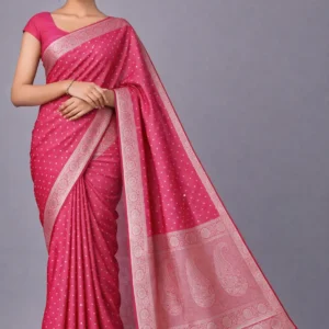 Rani Pink Butta Silk Saree with Regal Paisley Pallu