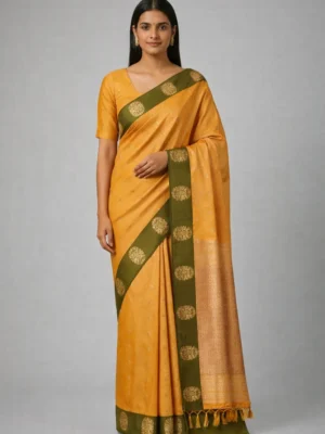 Mustard & Moss Green Semi Soft Silk Saree