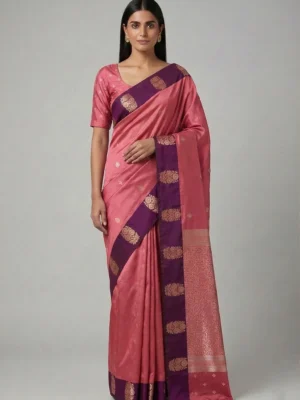 Peach & Onion Pink Semi Soft Silk Saree