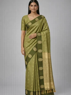 Pista Green & Moss Green Semi Soft Silk Saree