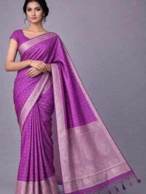 Purple Semi Raw Silk Saree – Regal Radiance