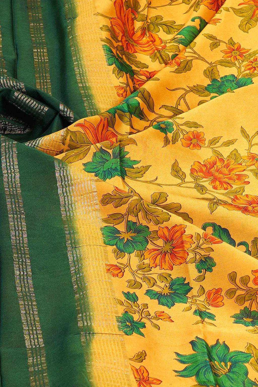 Meadow Gold Printed Crepe