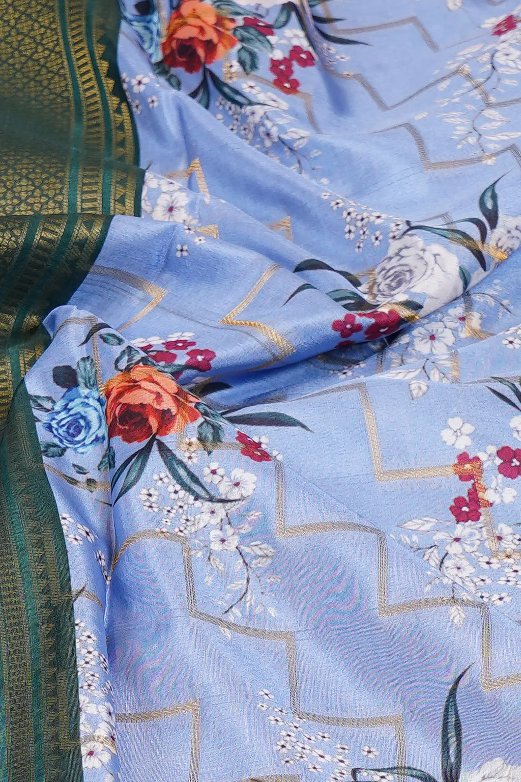 Powder Blue Fancy Saree