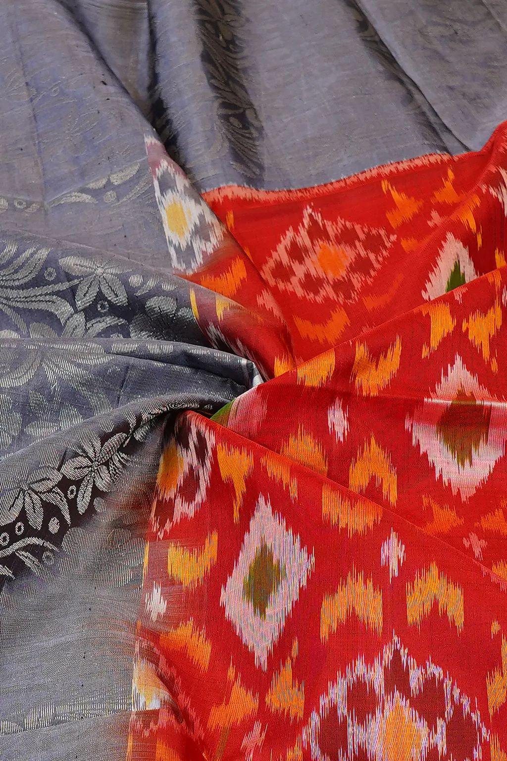 Coral Ikat Soft Silk Saree