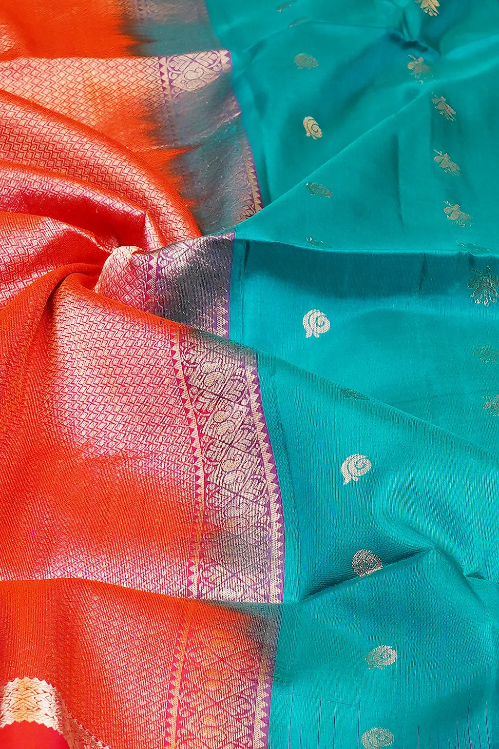 Peacock Blue Soft Silk Saree
