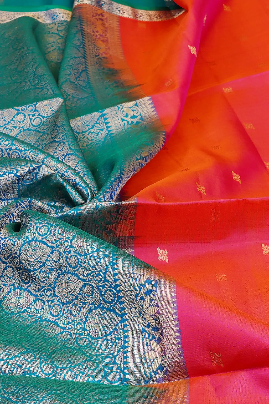 Rani Pink Soft Silk Saree with Sky Blue Pallu