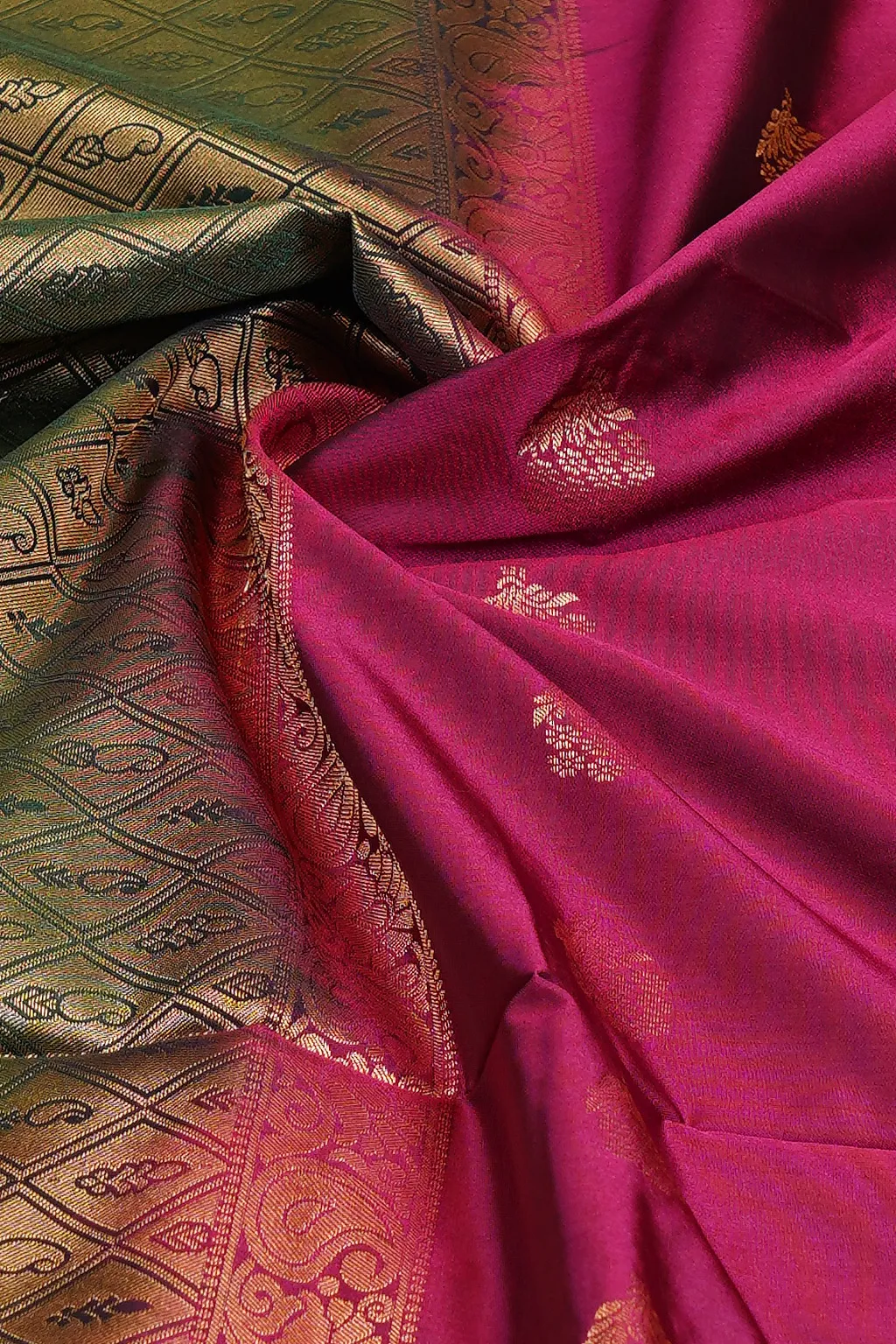 Royal Magenta Gold Semi Soft Silk