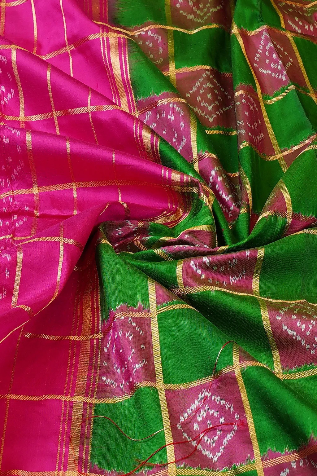 Olive Elephant Check Silk
