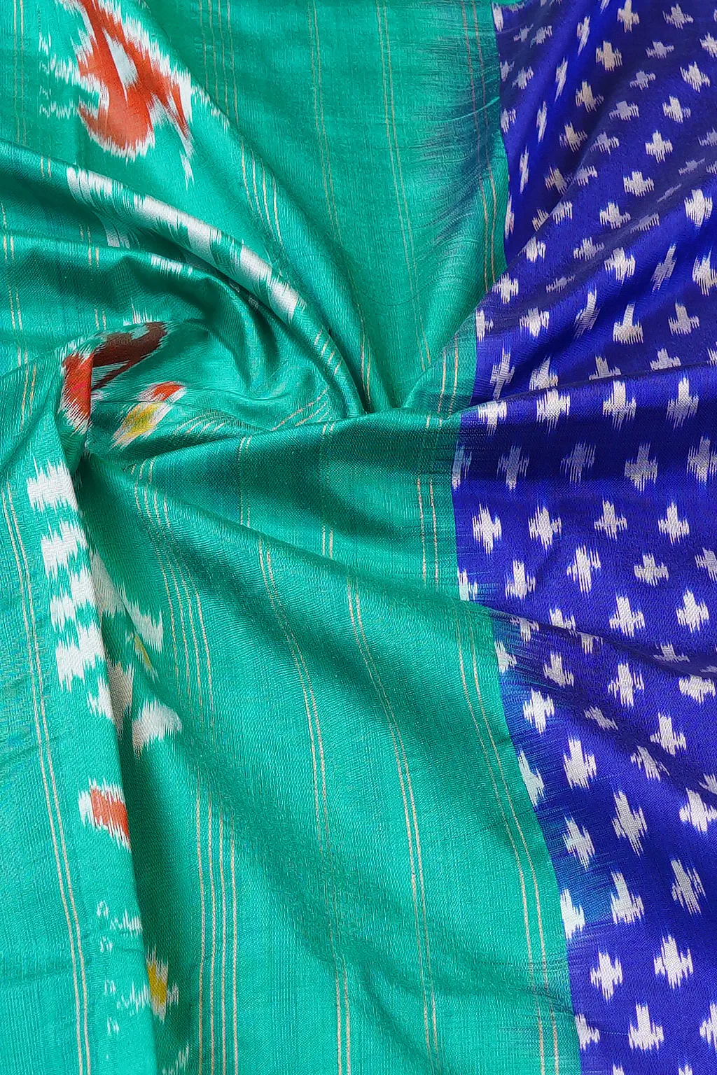 Aqua Royal Motif Silk
