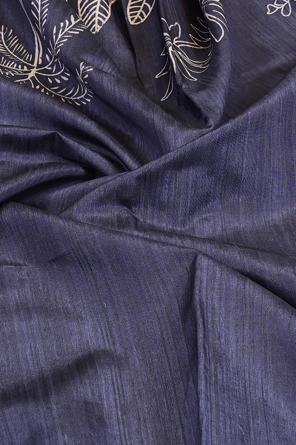 Indigo Tropical Sketch Semi Tussar Saree