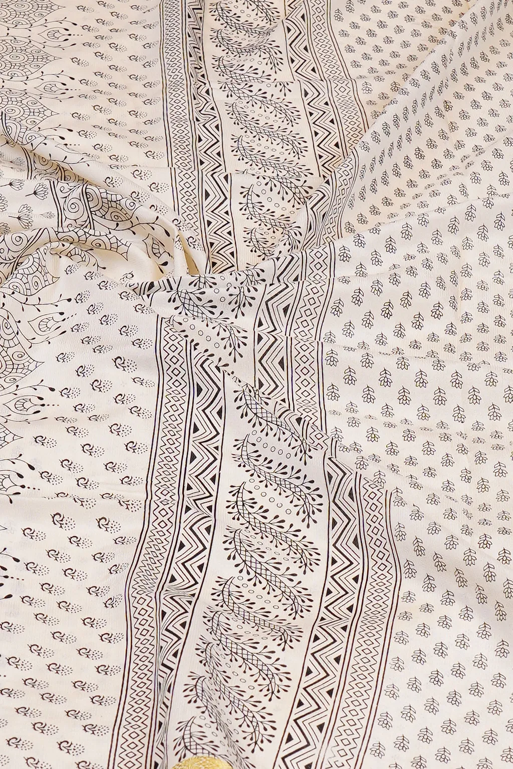 Ivory Lotus Printed Crepe