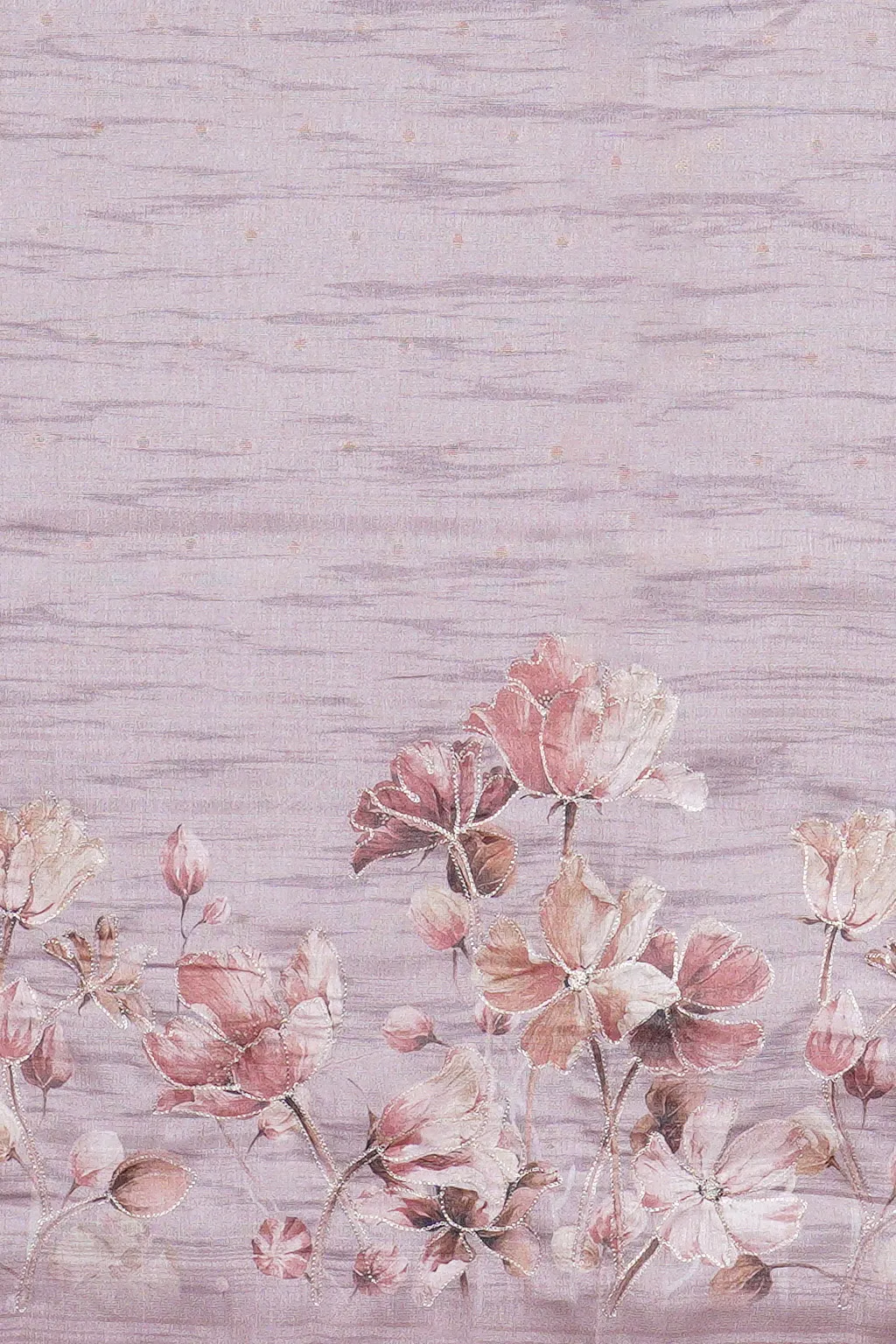 Blush Pink Semi Tussar Embroidered Saree - Image 4
