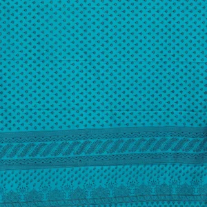 Teal Lotus Printed Crepe