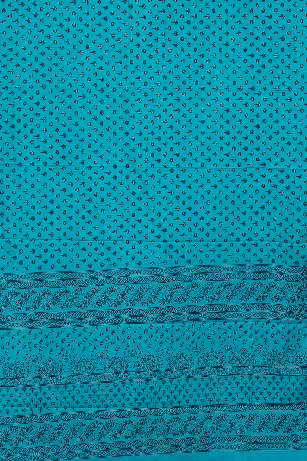 Teal Lotus Printed Crepe
