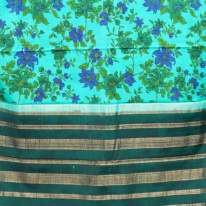 Aqua Blossom Printed Crepe
