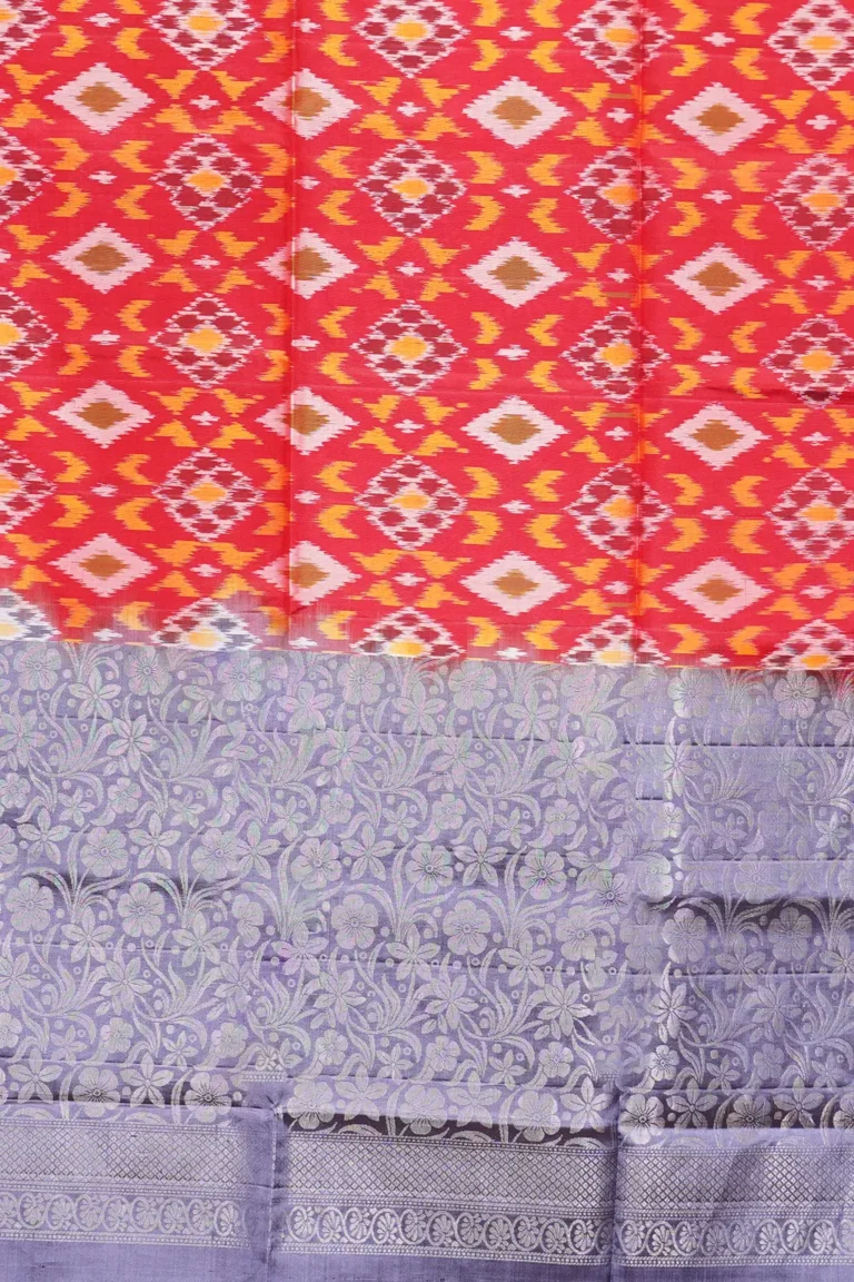 Coral Ikat Soft Silk Saree