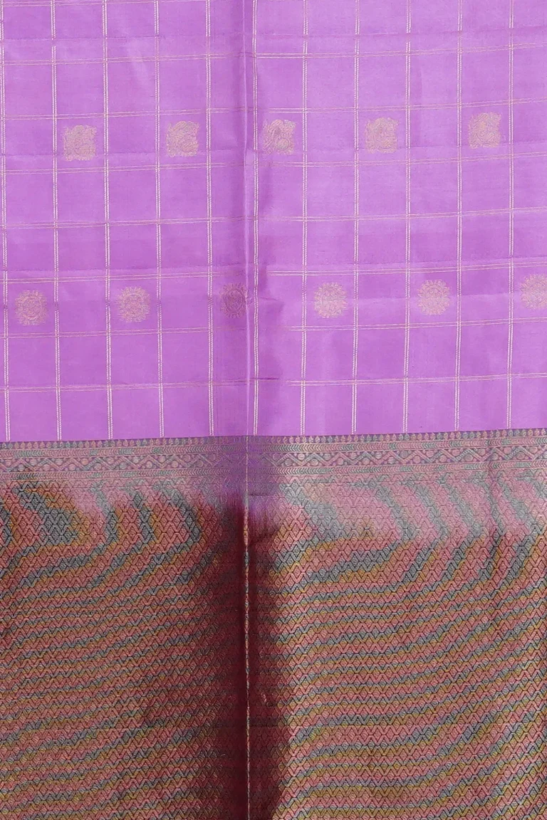 Lavender Checks Soft Silk Saree