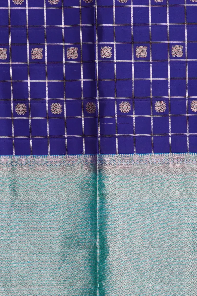 Royal Blue Checked Soft Silk Saree