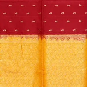 Deep Red Soft Silk Saree with Gold Brocade Pallu