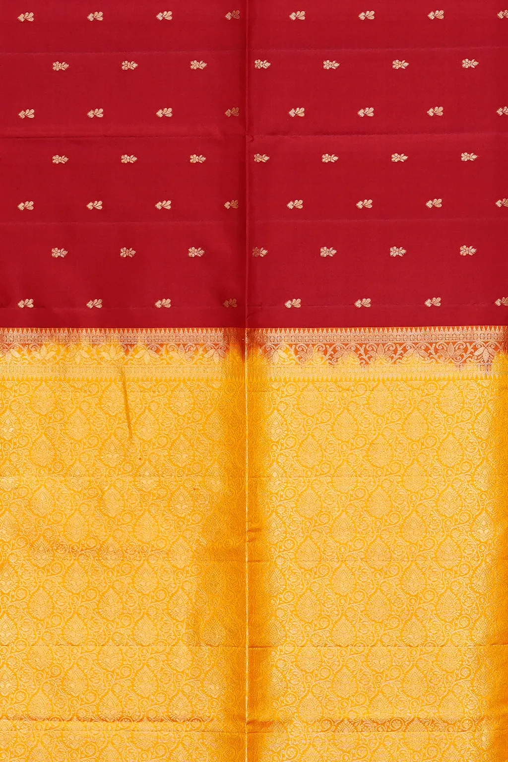 Deep Red Soft Silk Saree with Gold Brocade Pallu