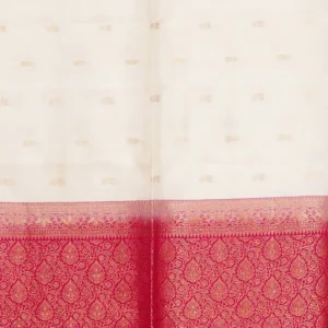 Ivory White Soft Silk Saree with Pink Brocade Pallu
