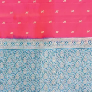 Rani Pink Soft Silk Saree with Sky Blue Pallu