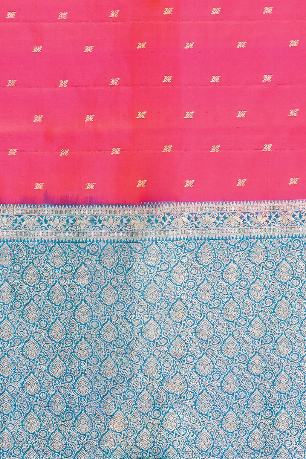 Rani Pink Soft Silk Saree with Sky Blue Pallu