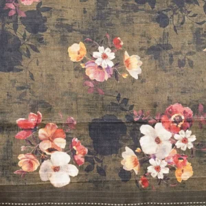 Olive Floral Semi Tussar Silk Saree