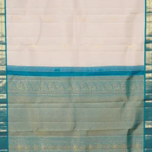 Ivory Peacock Blue Silk