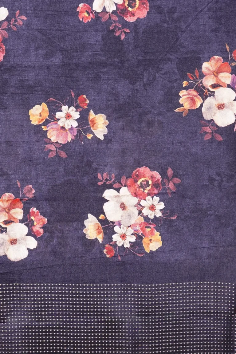Midnight Bloom Semi Tussar Silk Saree