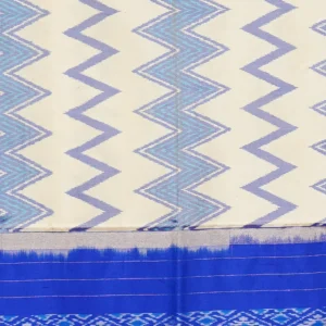 Ivory Blue Chevron Silk