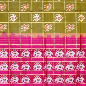 Olive Elephant Check Silk