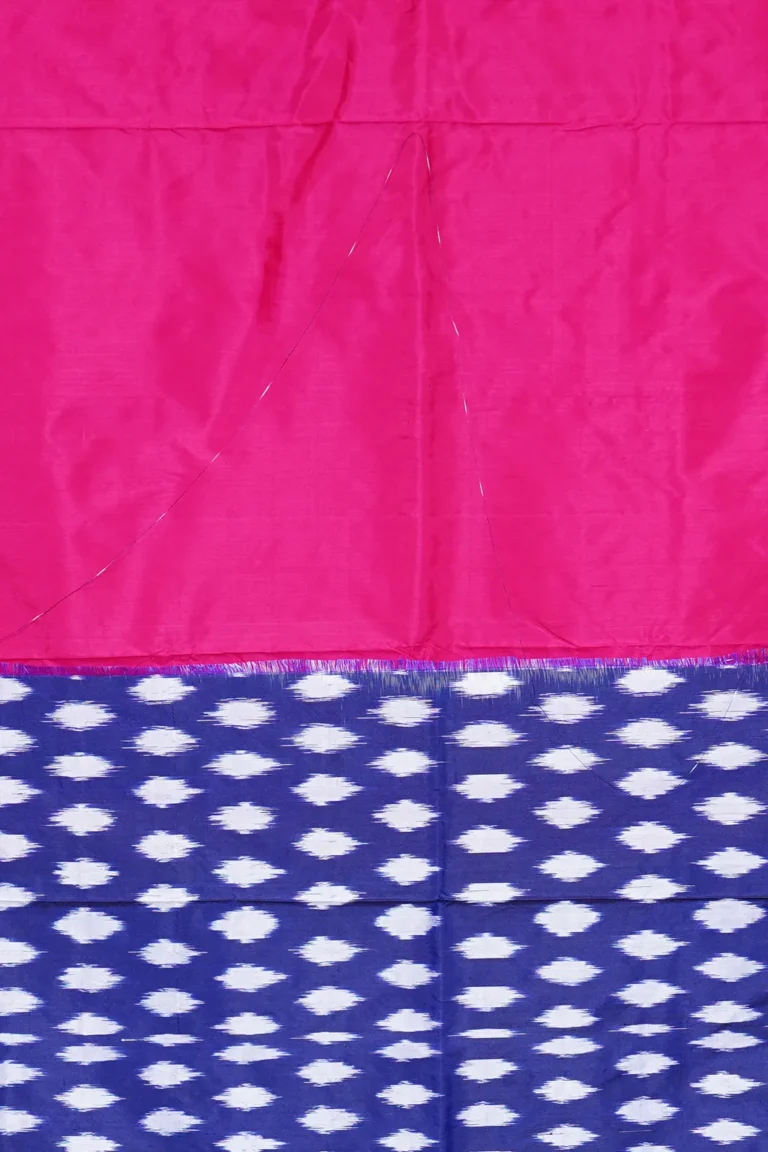 Fuchsia Blue Ikat Silk