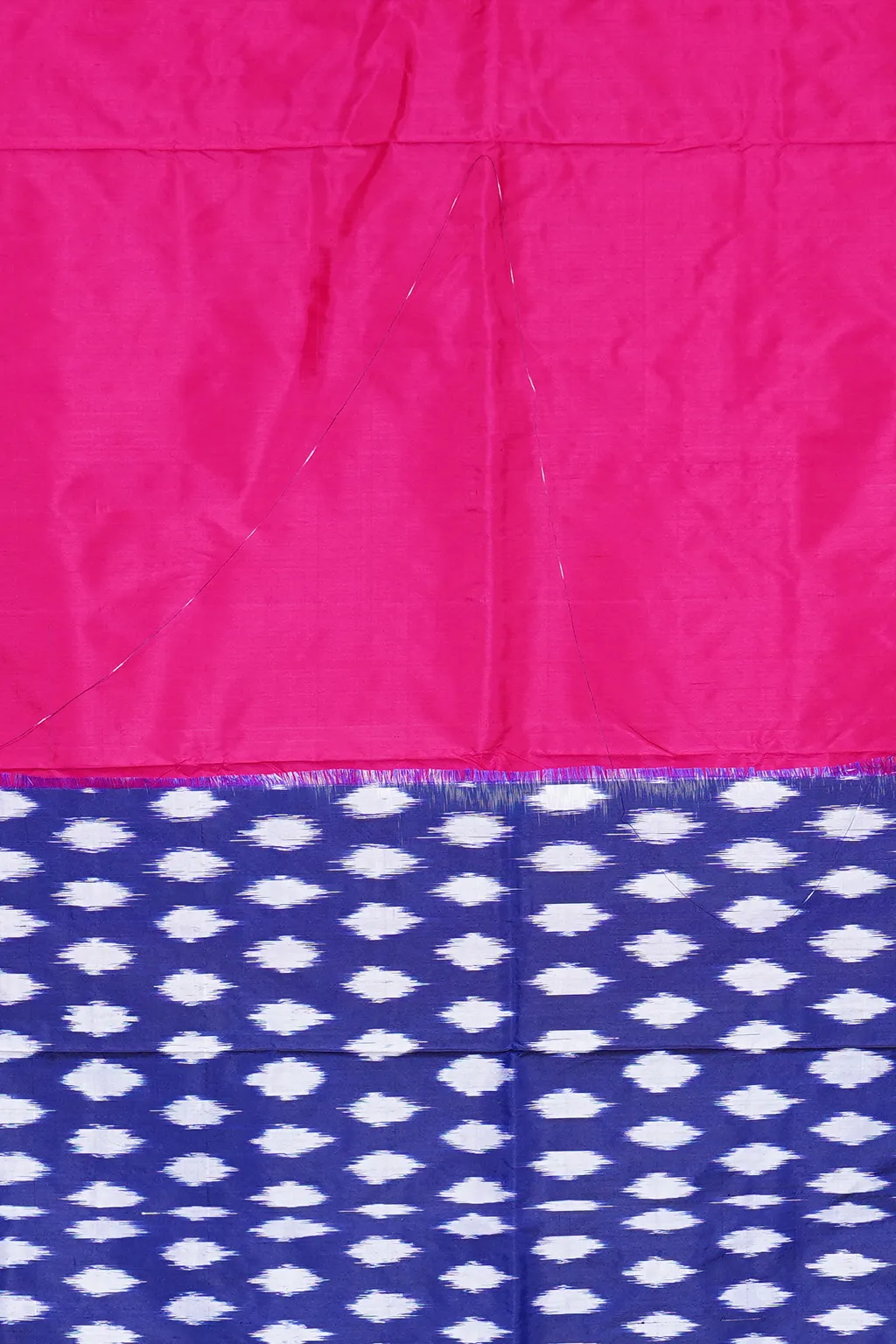 Fuchsia Blue Ikat Silk