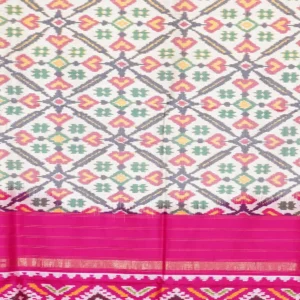 Ivory Fuchsia Lattice Silk