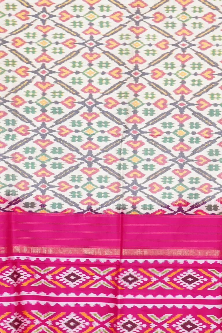 Ivory Fuchsia Lattice Silk