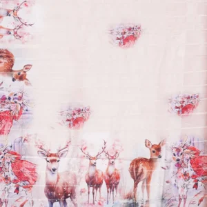 Blush Pink Deer Print Semi Tussar Saree